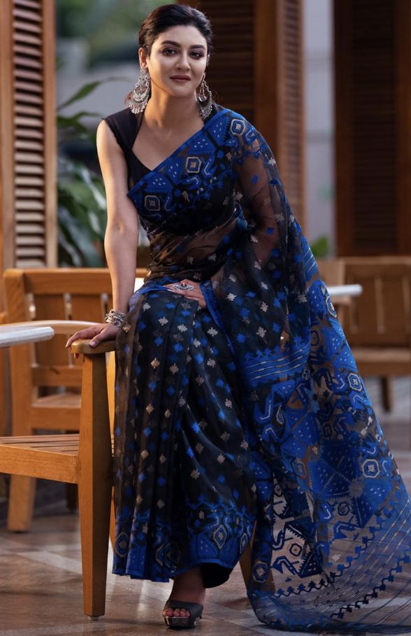 Jamdani Deep Blue Sharee