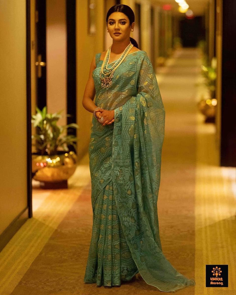 Jamdani sky blue Sharee